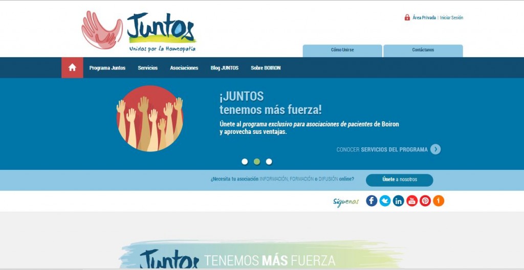 Aspecto de la web y App que ha creado Boiron para informar a las asociaciones sobre los beneficios de la homeopatía