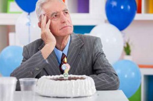 man having  Alzheimer's disease on birthday