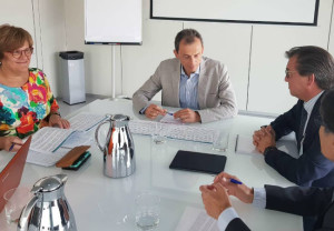 Ángeles Heras, Pedro Duque, Jesús Acebillo y Humberto Arnés, en el Ministerio de Ciencia, Innovación y Universidades