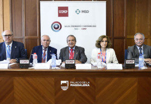 De izquierda a derecha:  Ángel Fernández, César Nombela; Emilio Lora-Tamayo, María Luisa García-Vaquero; y Augusto Silva