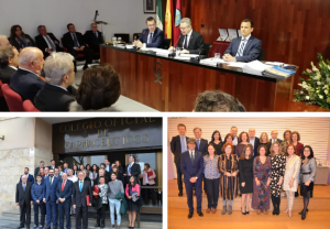 Arriba, acto del COFCO, abajo a la izquierda, foto de familia de COF Ciudad Real y a la derecha, de COF Pontevedra