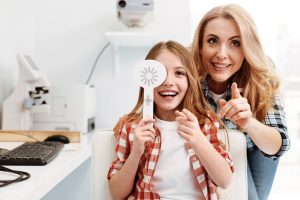 Active excited girl having a great eyesight